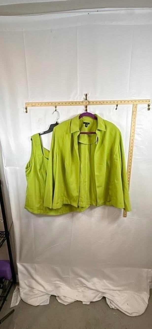 Le Bos Womens 24W Chartreuse Lime Green Jacket Tank Top 2pc Matching Layer Set